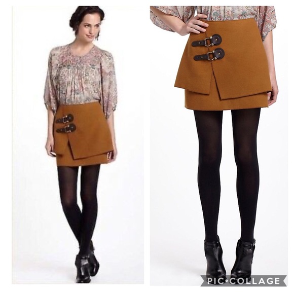Anthropologie Dresses & Skirts - Anthropologie Meadow Rue Buckle Felt Mini Skirt